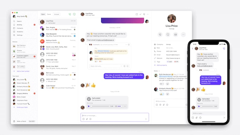 Aplicaciones de escritorio y móviles de OpenPhone
