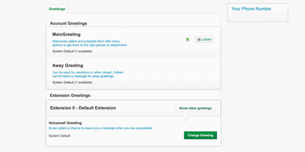 Google Voice alternatives: Grasshopper voicemail greetings
