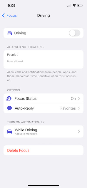 Configuración de manejo
