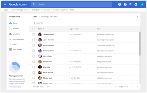 Google Voice vs Sideline: Google Voice admin panel