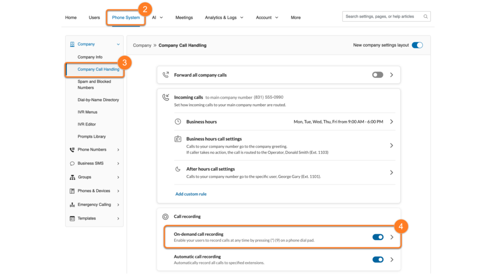 RingCentral recording calls: Setting up call recording in RingCentral