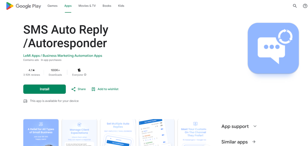 Out of office text message Android: Setting up out of office messages on Android step 1