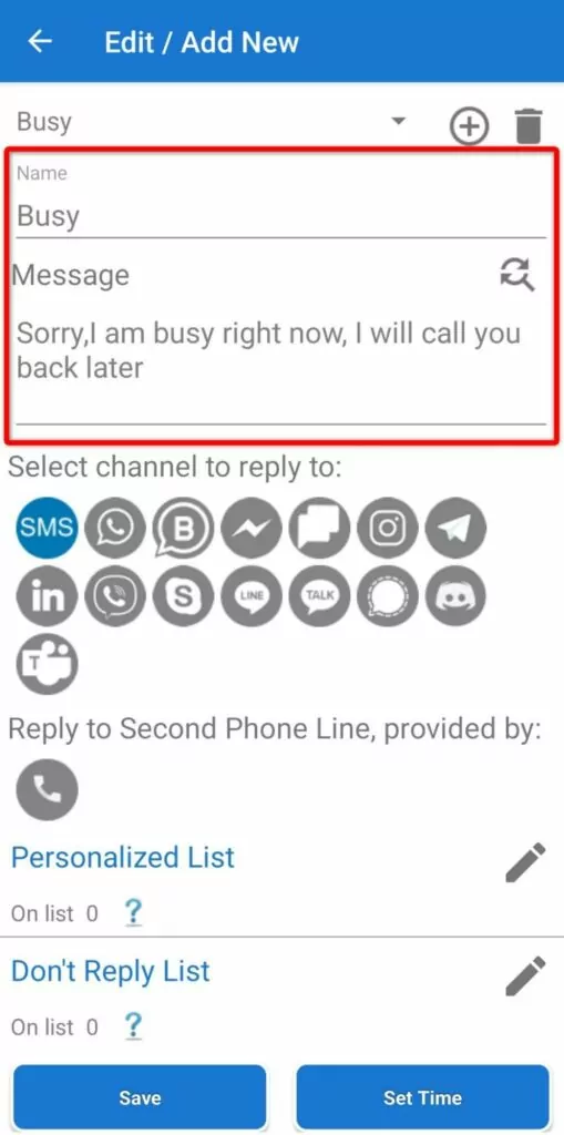 Out of office text message Android: Setting up out of office messages on Android step 3