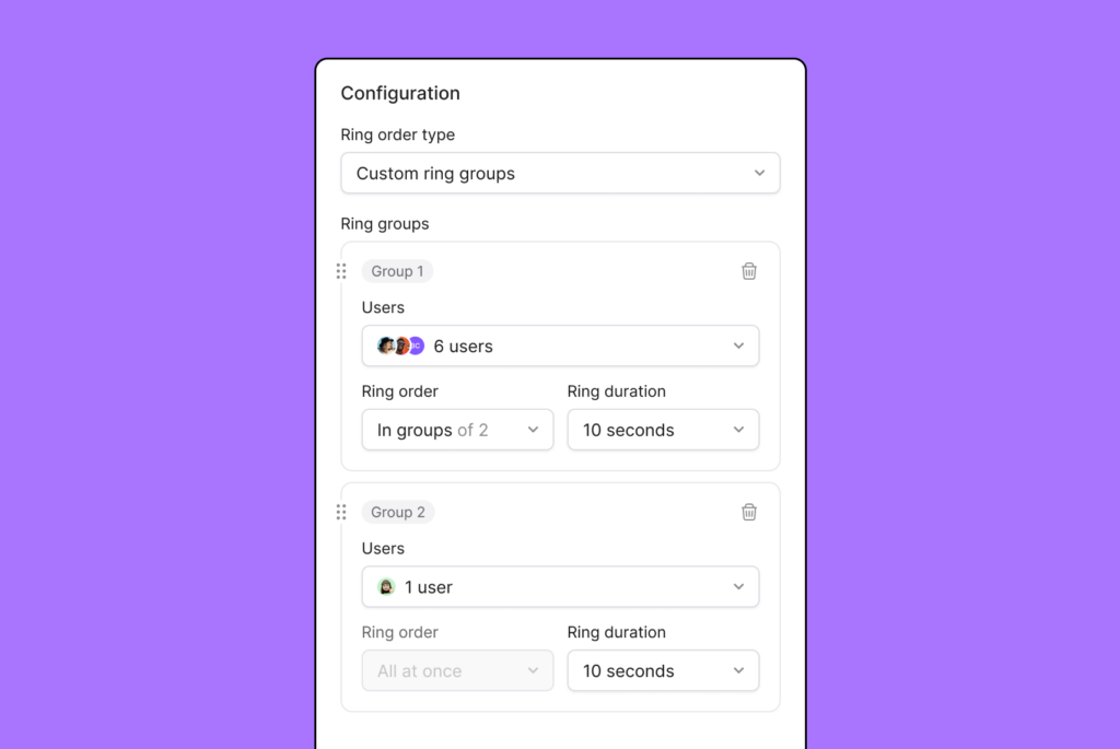 Ring order OpenPhone