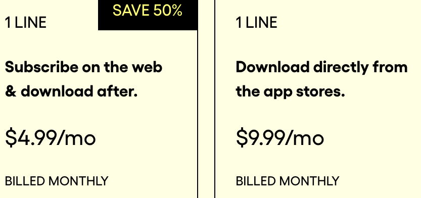 Alternate phone number: Burner pricing