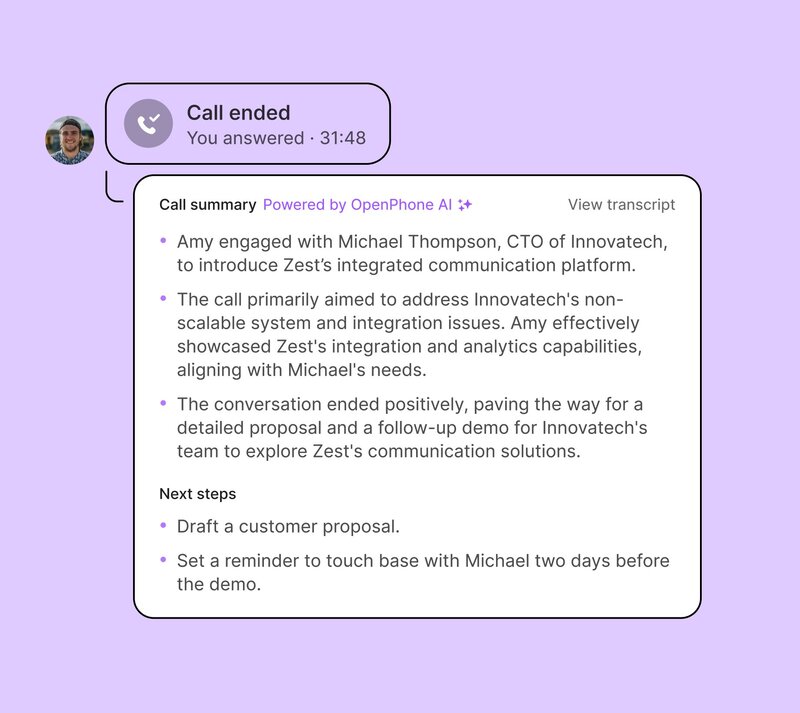 AI to analyze phone calls: Quo call summary