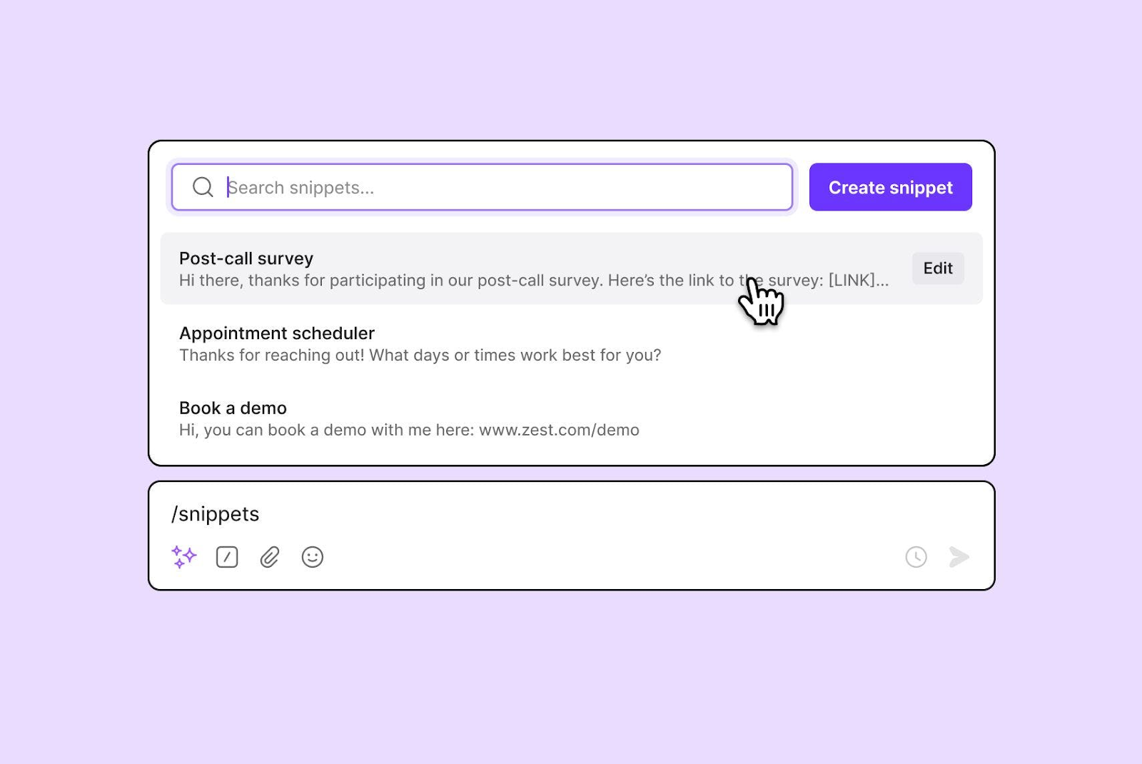 Quo's snippets feature for better business texting