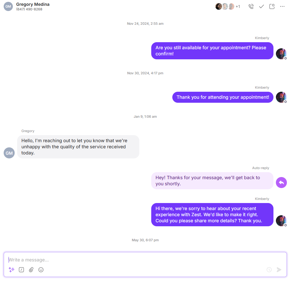 Auto-reply messages on Quo
