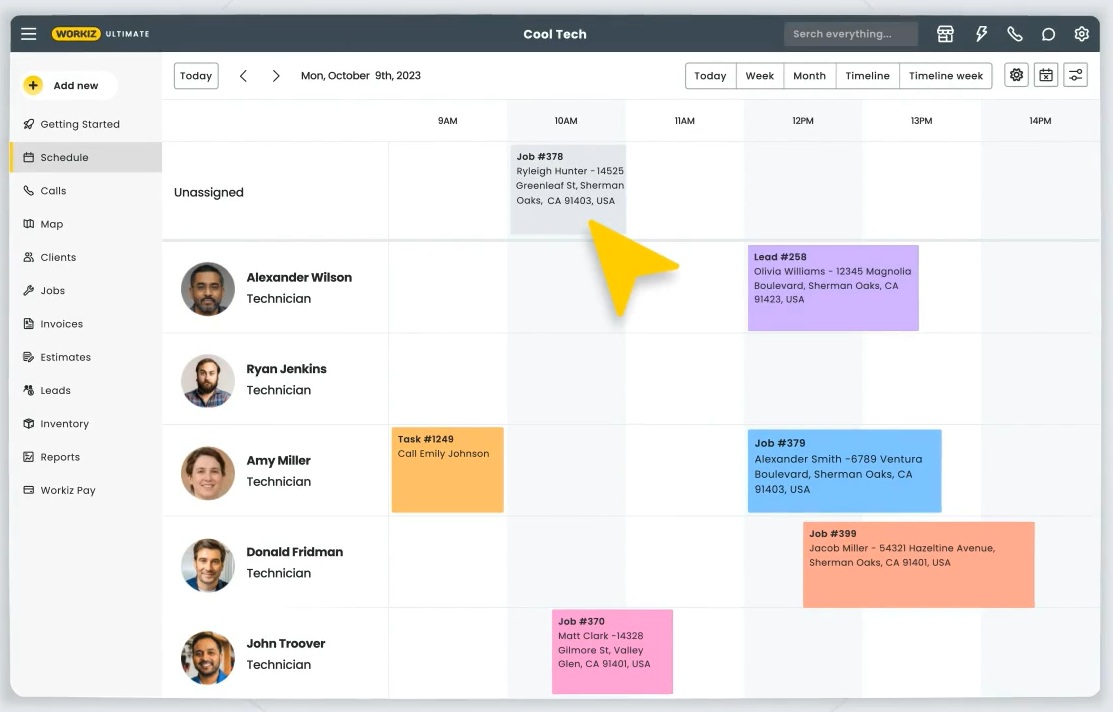 Workiz AI plumbing tool for scheduling