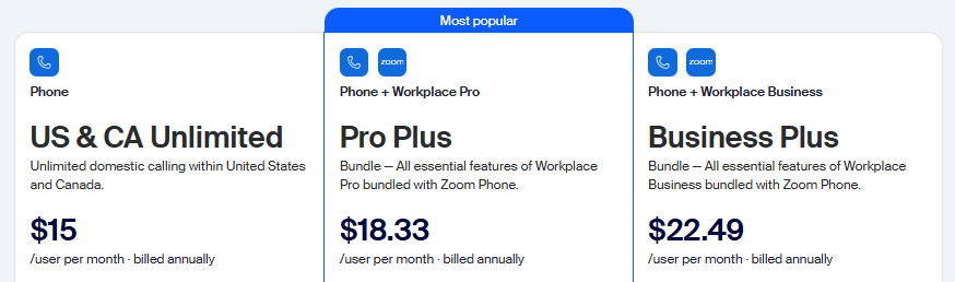 Google Voice alternatives: Zoom Phone pricing