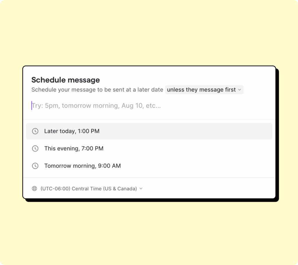 Scheduled messages on Quo