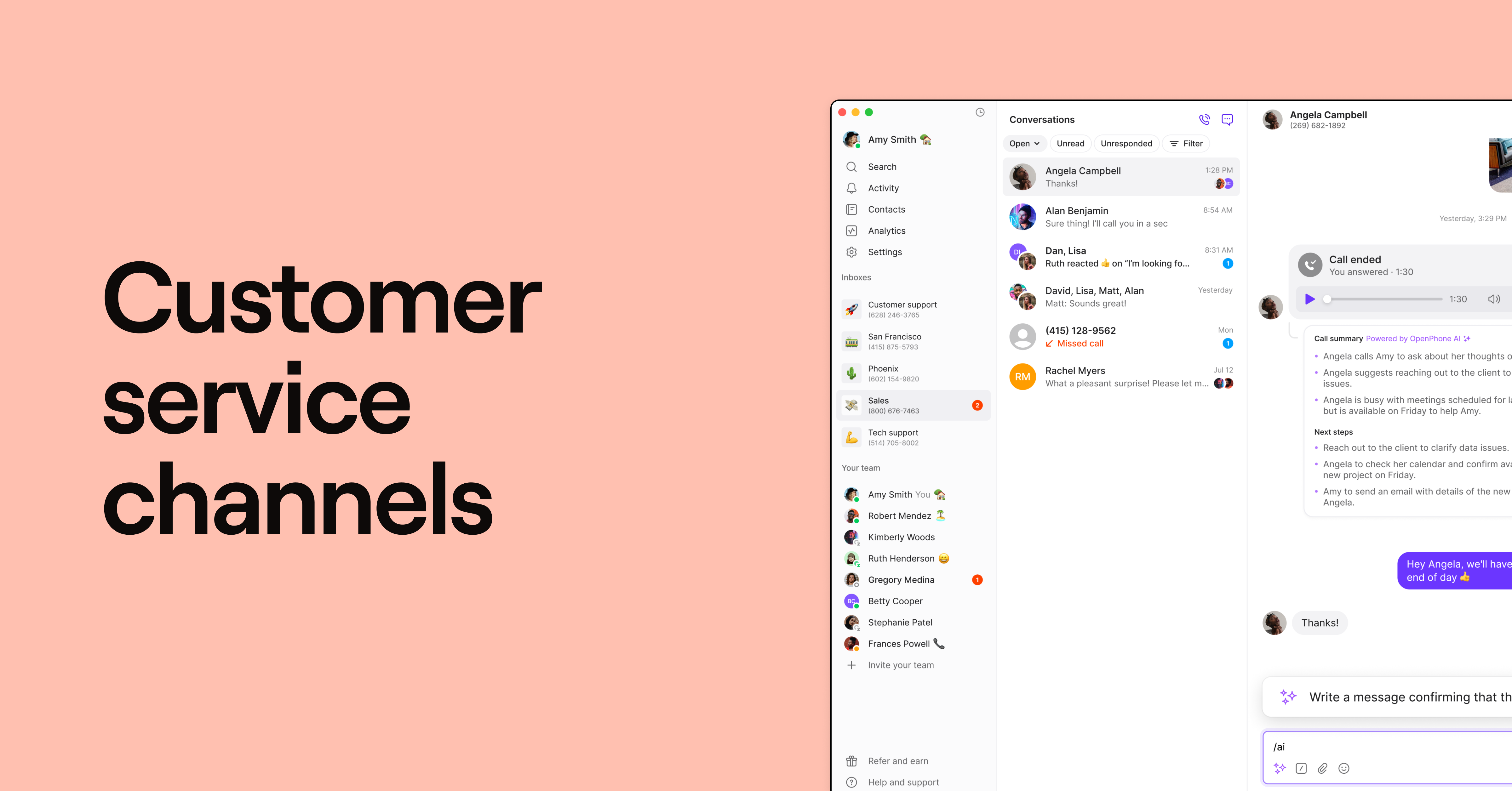 Customer service channels