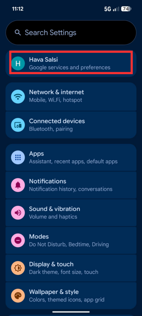 how to change phone number on Android, step 1