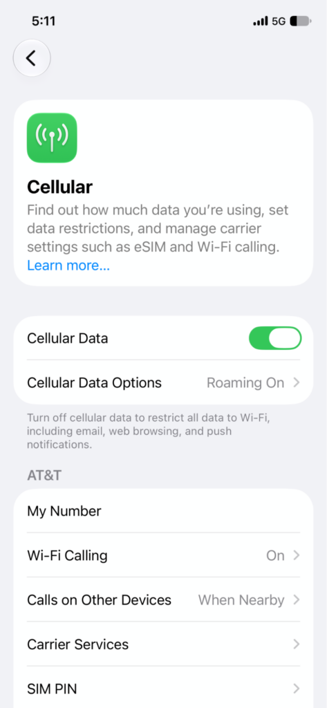 how to change phone number on iPhone, step 2
