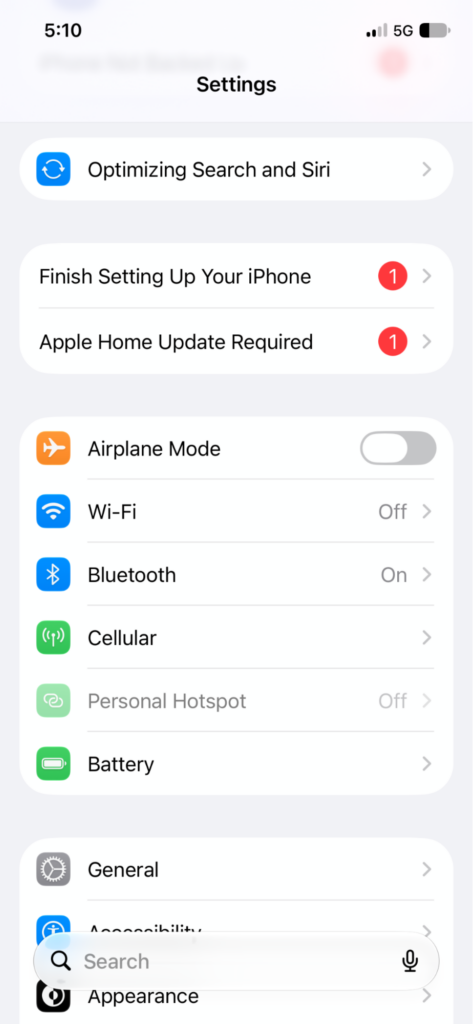 how to change phone number on iPhone, step 1